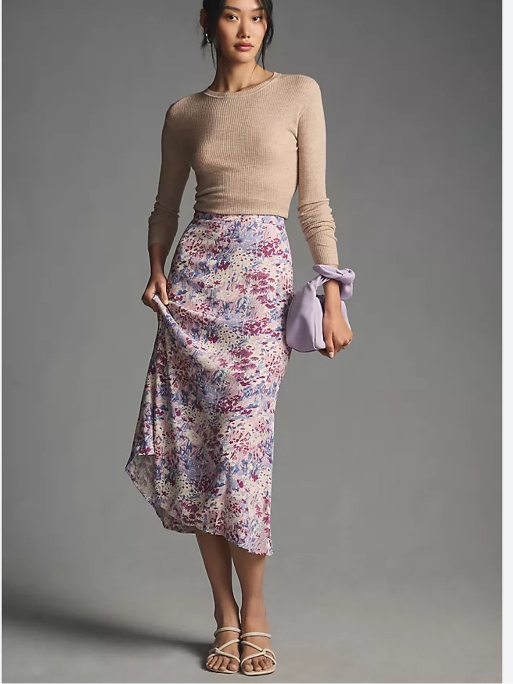 Reformation Bea Floral Midi Skirt  size 16 - Purple and Pink